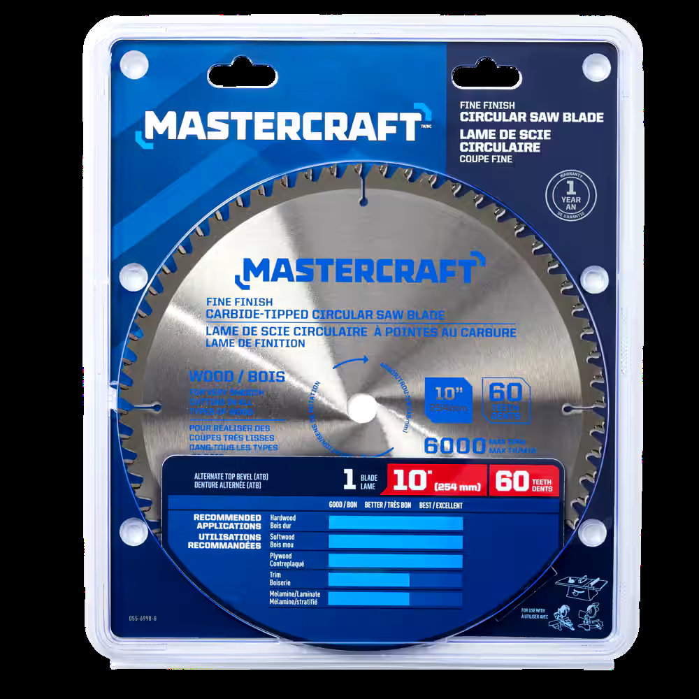 Mastercraft 10-in 60T Carbide Tipped Circular Saw Blade for Wood
