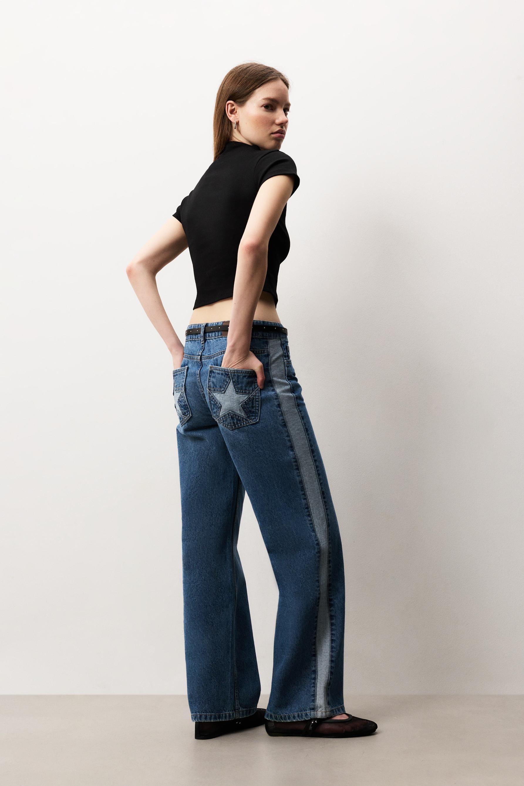 Jeans straight banda lateral