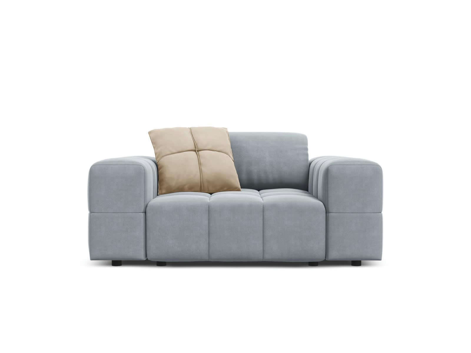 LUC - Fauteuil en tissu velours bleu clair