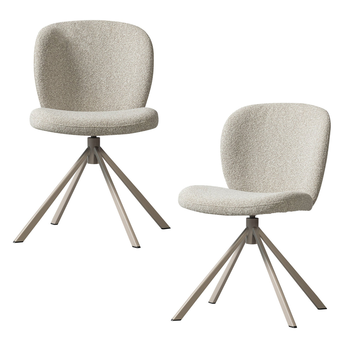 WOOOD eetkamerstoelen Femke - Bouclé - Naturel - Set van 2