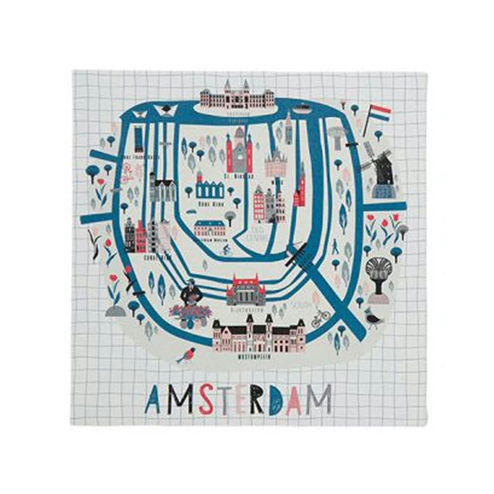 CAPITAL MAP - Ensemble de 4 tableaux sur toile 28x28cm