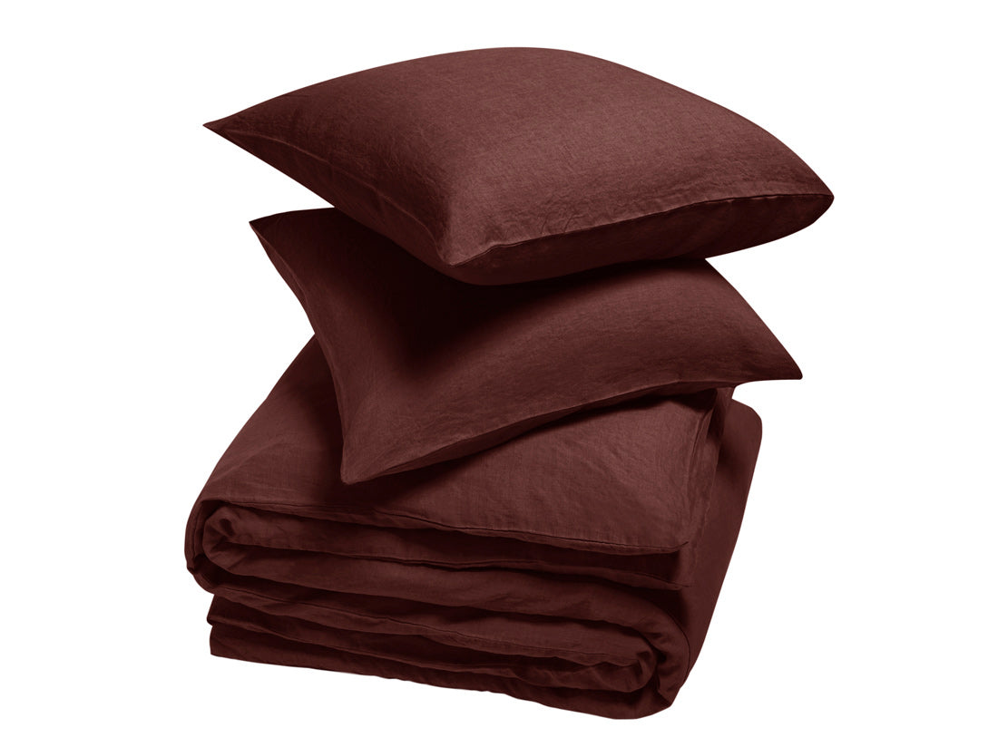 Yumeko dekbedovertrek gewassen linnen rosewood 240x220  2/60x70