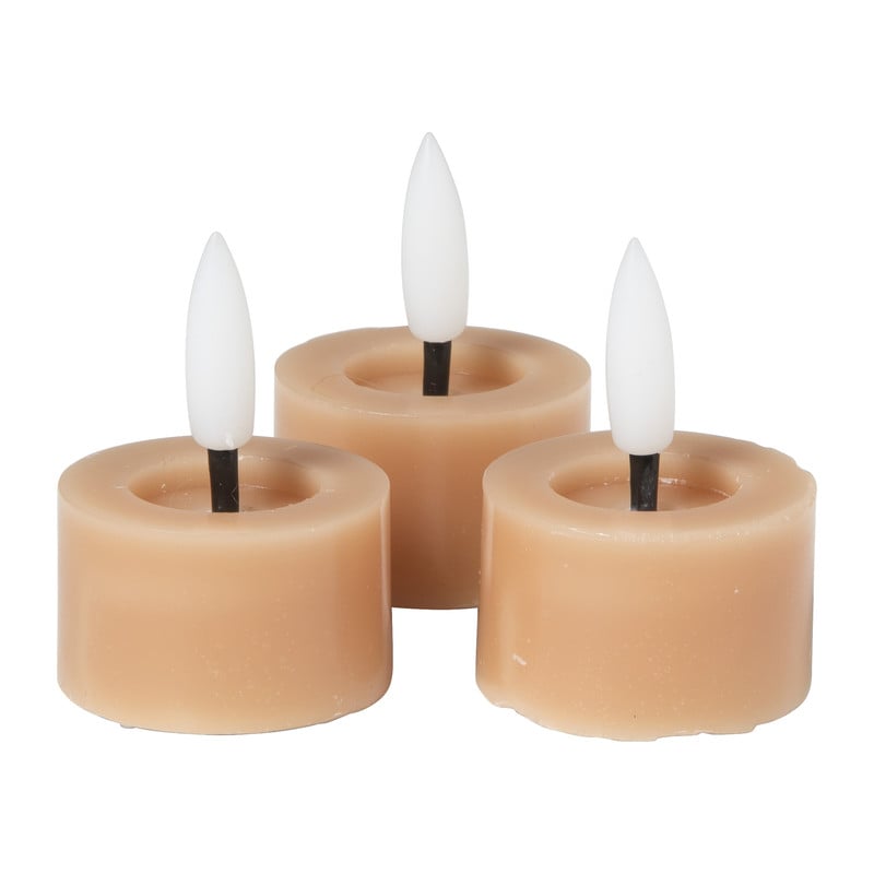 LED waxinelichten - taupe - set van 3