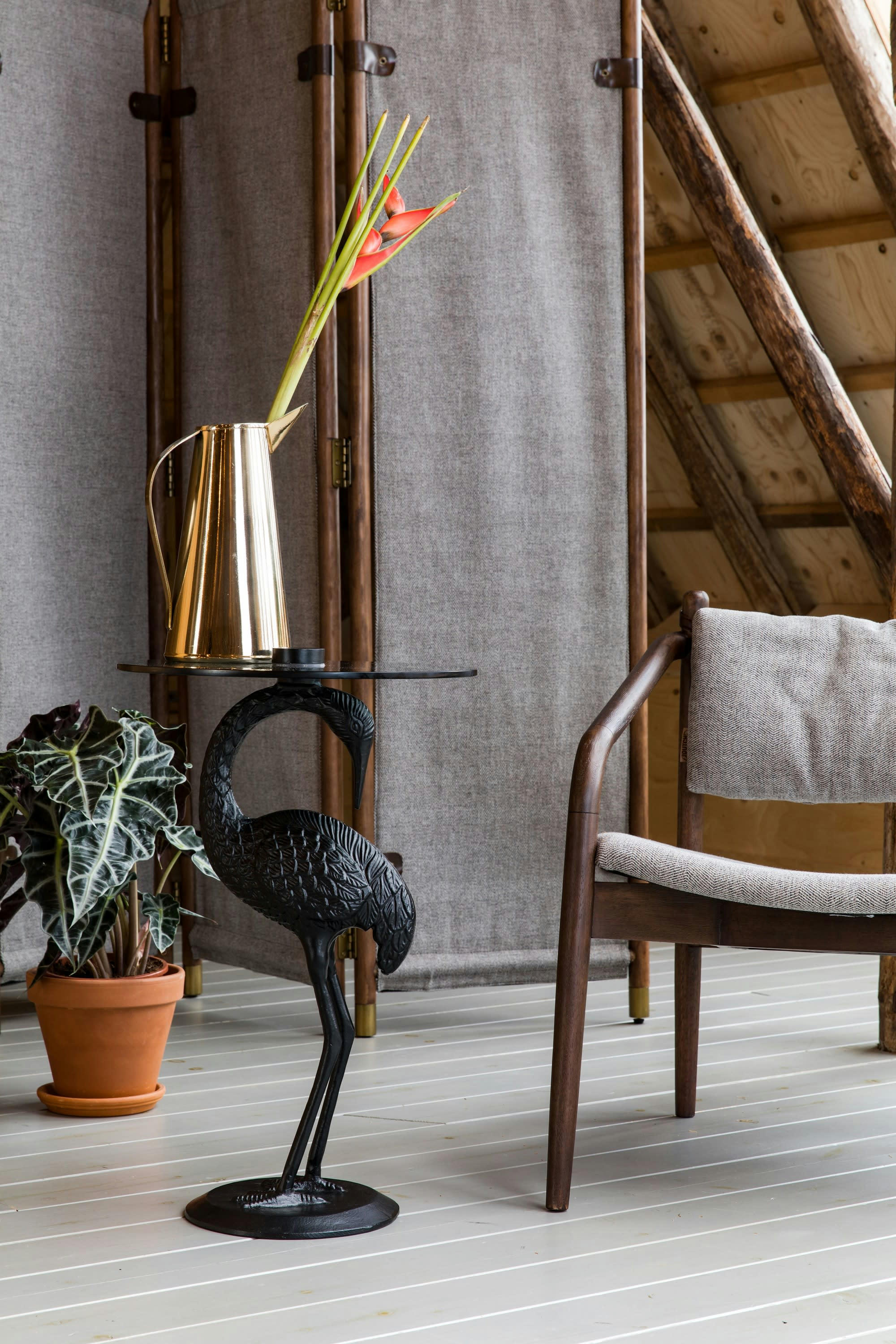 CRANE - Table d'appoint en métal noir