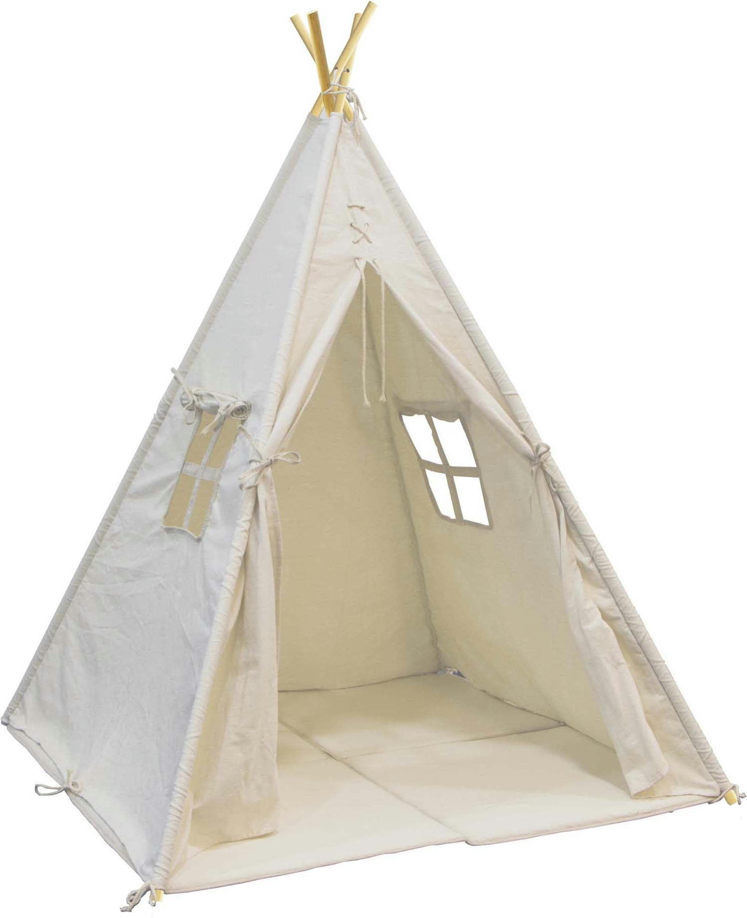 - Tipi enfant toile et pin avec coussins de sol alba
