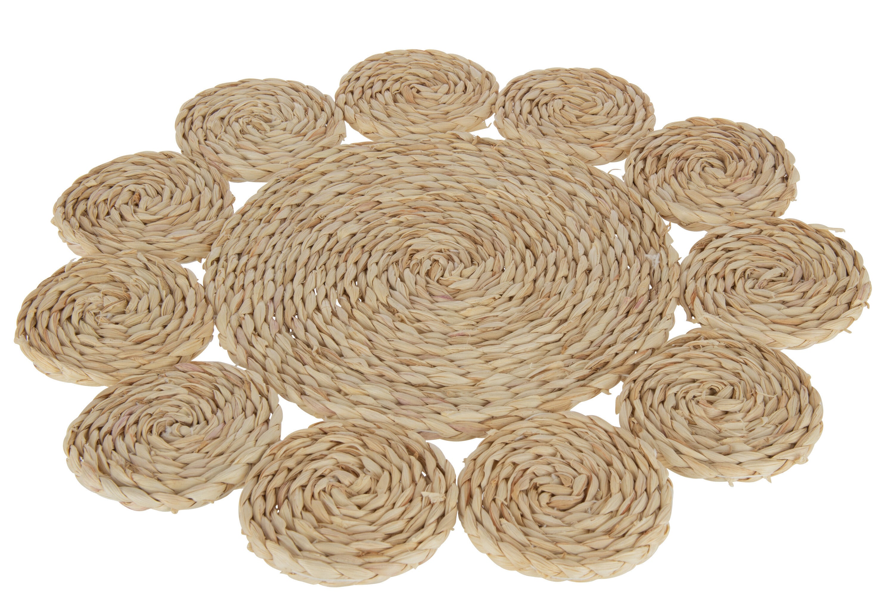 J-Line placemat Rond Bloem - jute - naturel