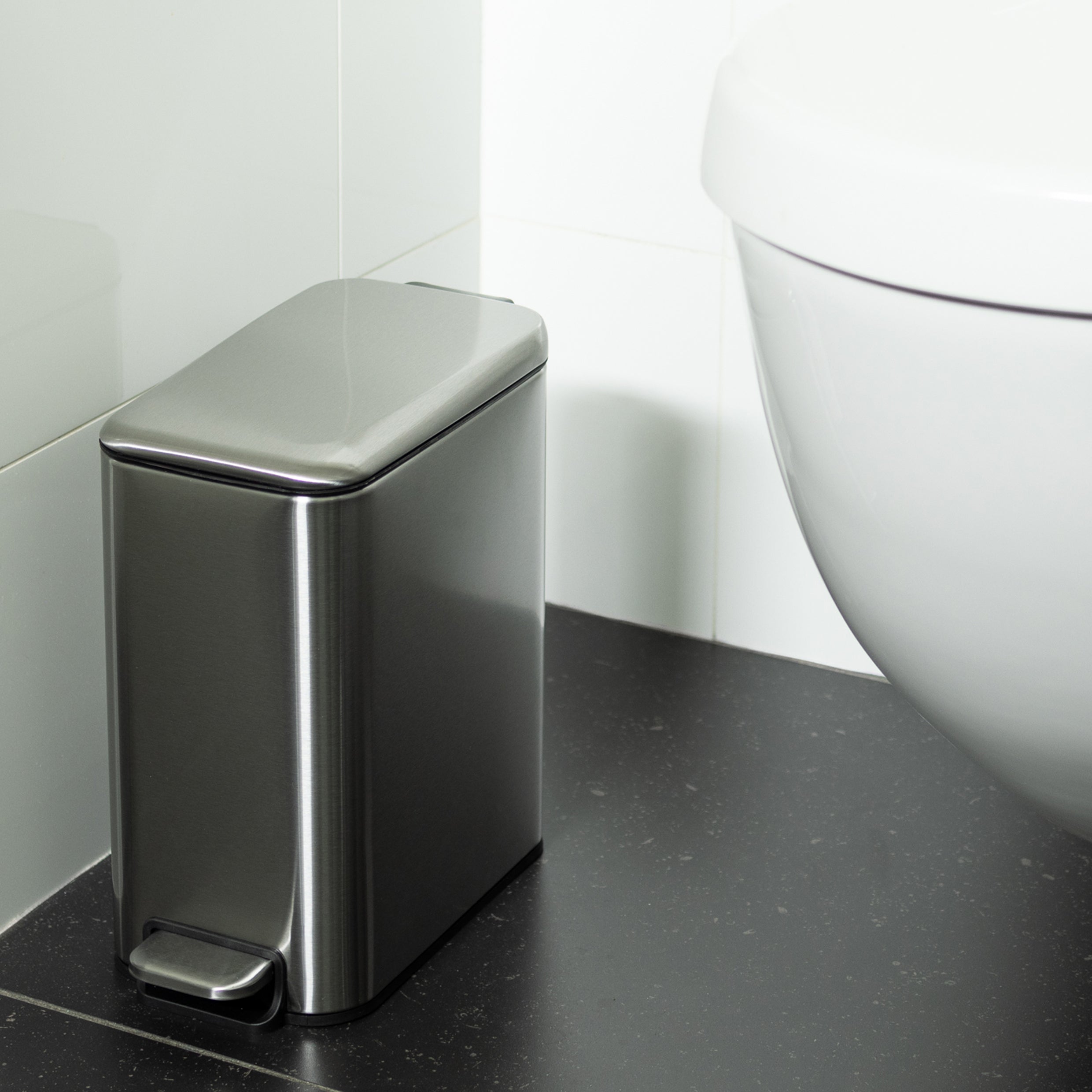 QUVIO Prullenbak vierkant - 5L - Metaal - Grijs