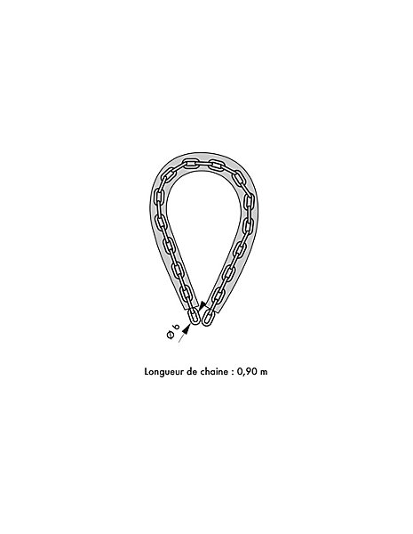 Chaîne acier cémenté zingué Loops, vélo, barrières, diamètre6mm, 0.9m, gaine PVC - THIRARD