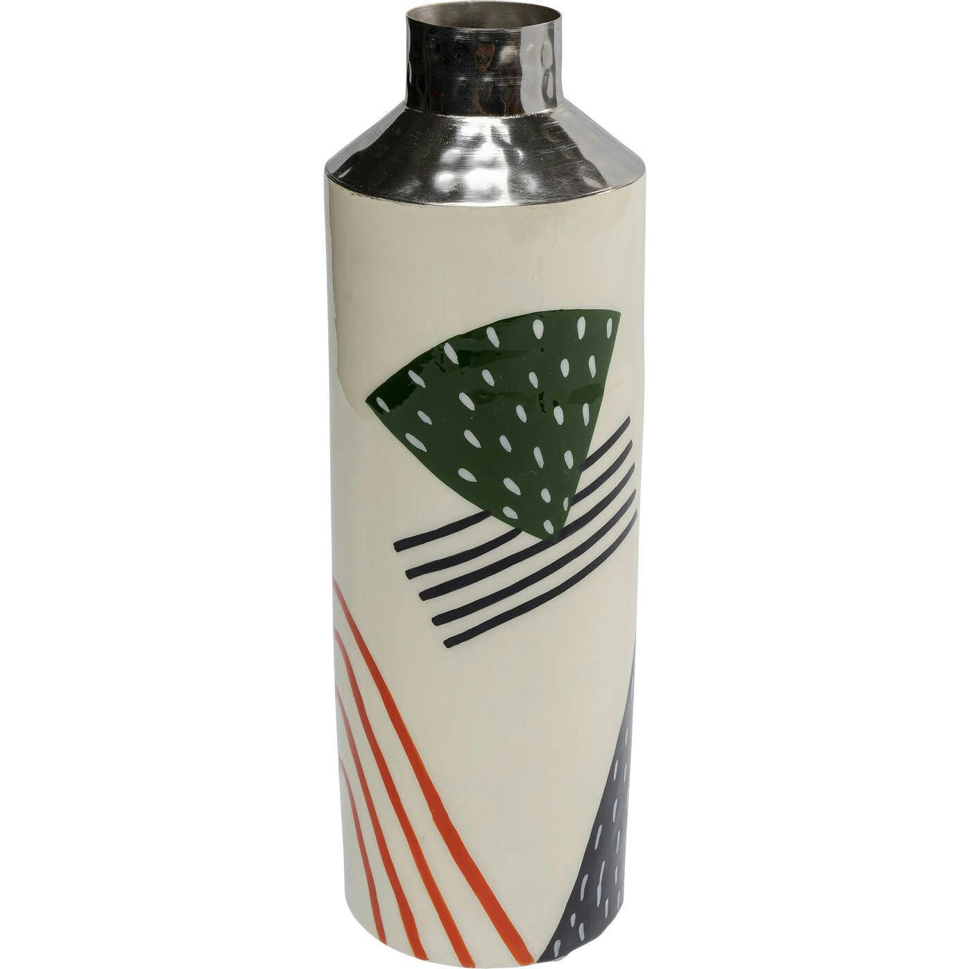 ABSTRACT COUNTERPART - Vase en acier blanc motifs géométriques abstraits H32