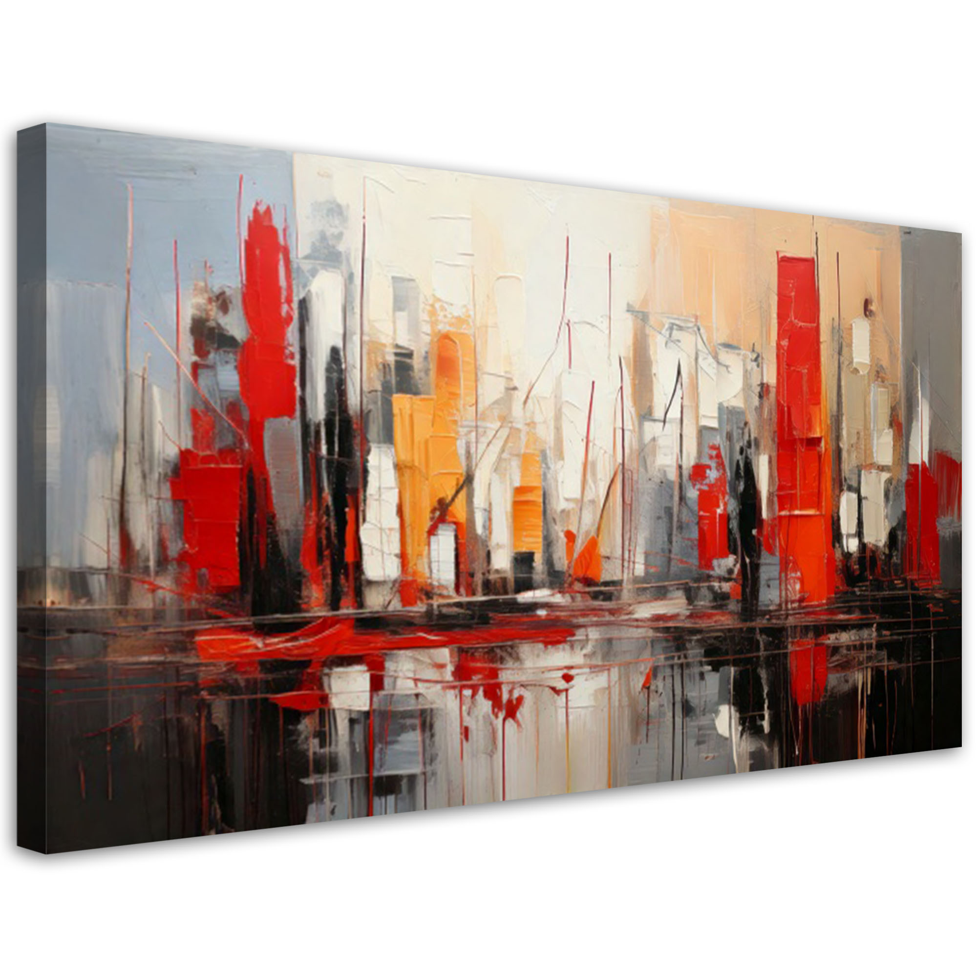 Feeby Obraz do sypialni, Miasto Abstrakcja Czerwień 80x40