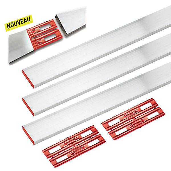 Kit règles de maçon 3 x 1 mètre Ocai Fixalu   2 adaptateurs et sacoche de rangement