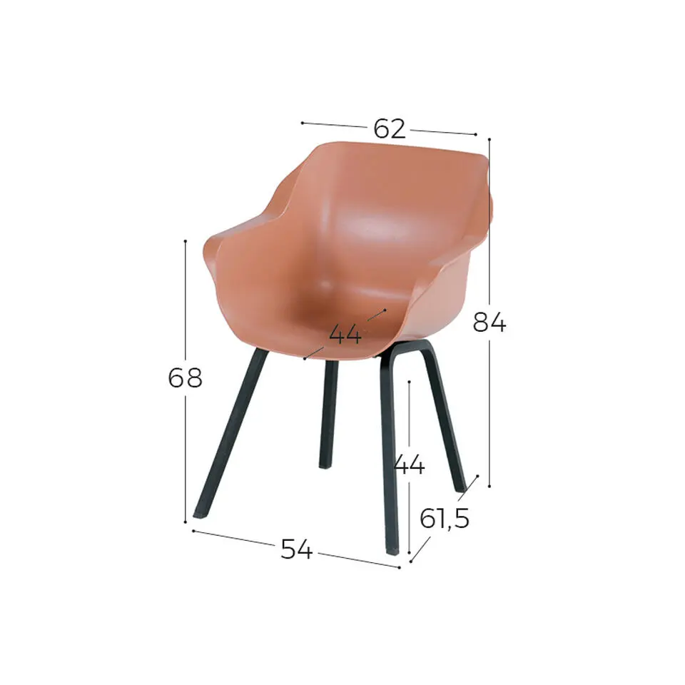 Hartman Sophie Element dining armstoel - Italian terra - Alu poot