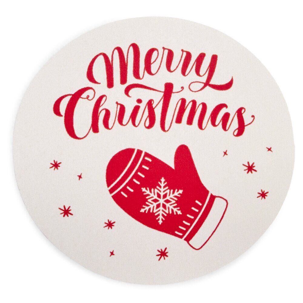 étiquette pour paquet cadeau No&euml;l ronde Merry Christmas 50 pièces