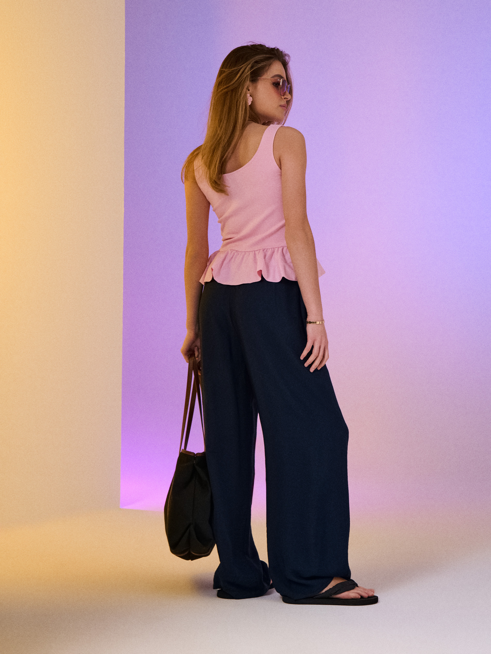 Wiskozowe spodnie wide leg