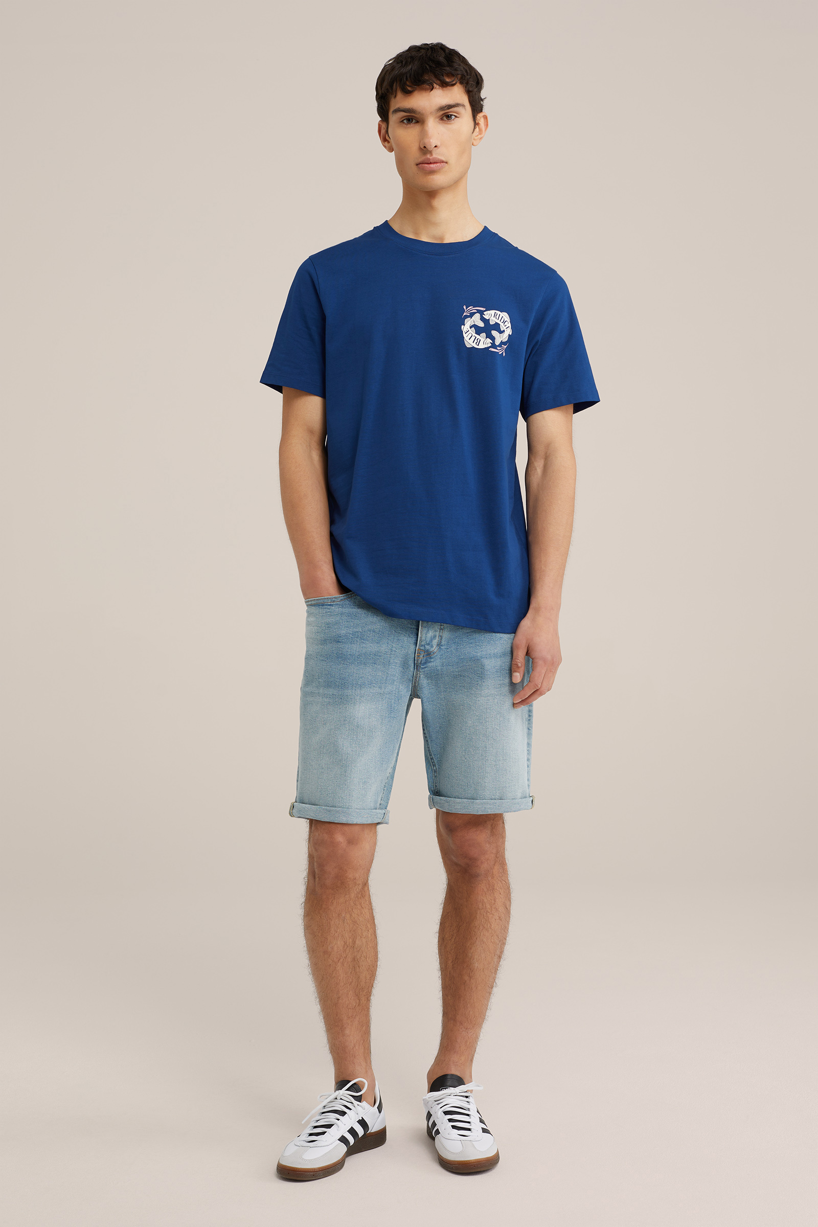 Heren regular fit denimshort met stretch