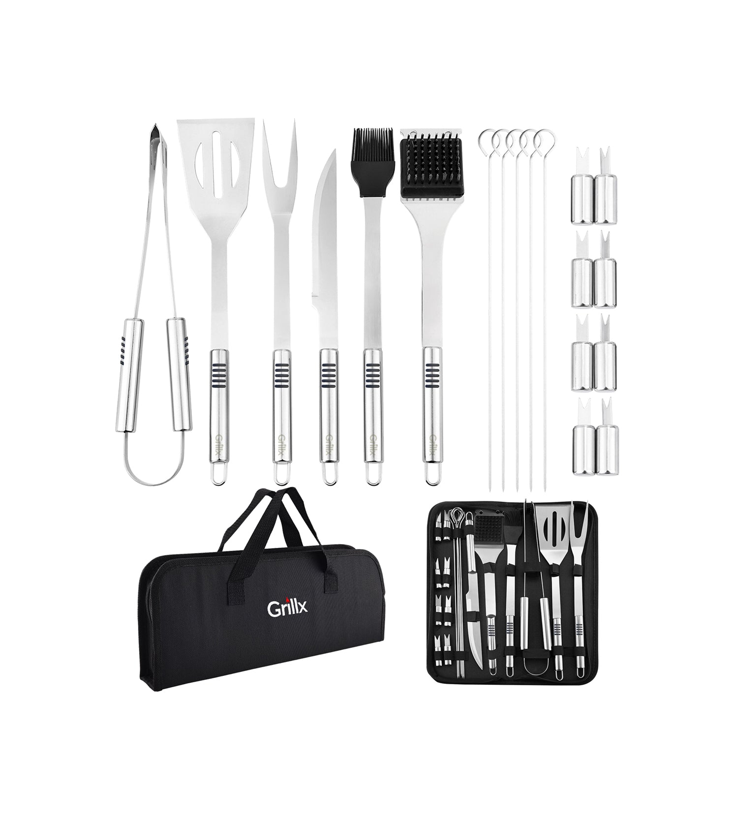 GrillX Barbecue Gereedschap Set - 19-delig - Inclusief Luxe Draagtas