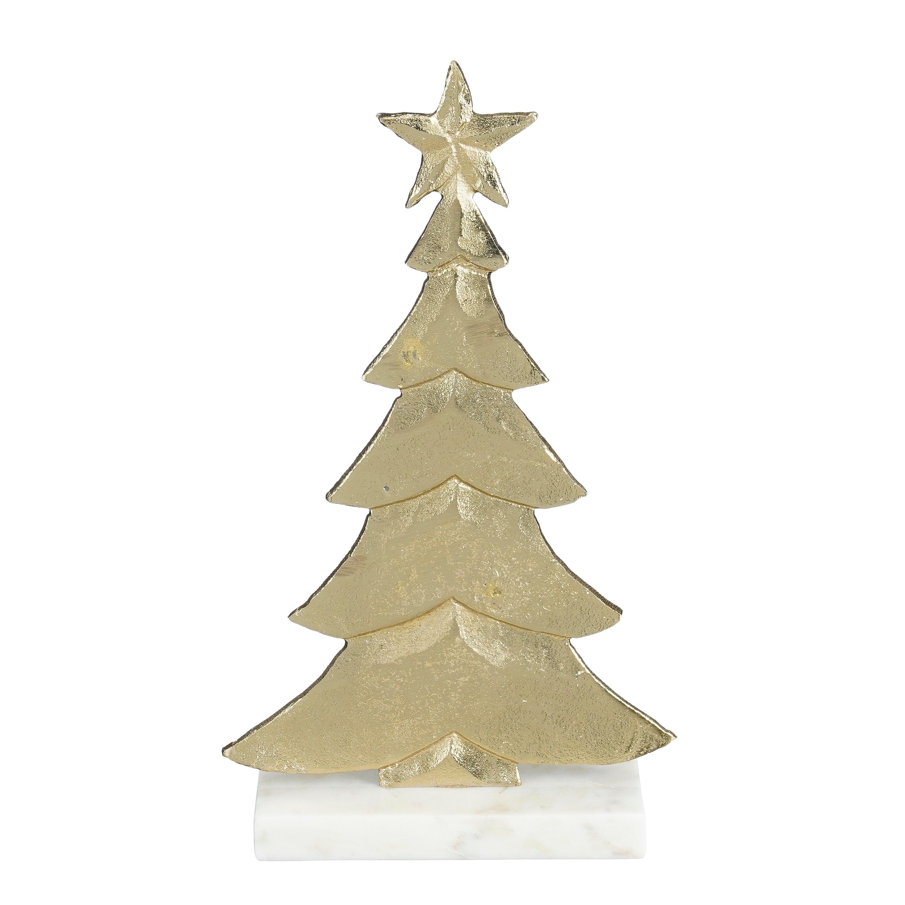Mica Decorations Decoratie boom champagne - l18xb7xh32cm - Aluminium, Marmer - Champagne