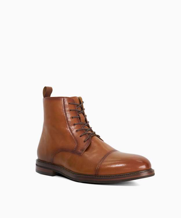 Matias Tan - Wide Fit Toe Cap Detail Leather Ankle Boot