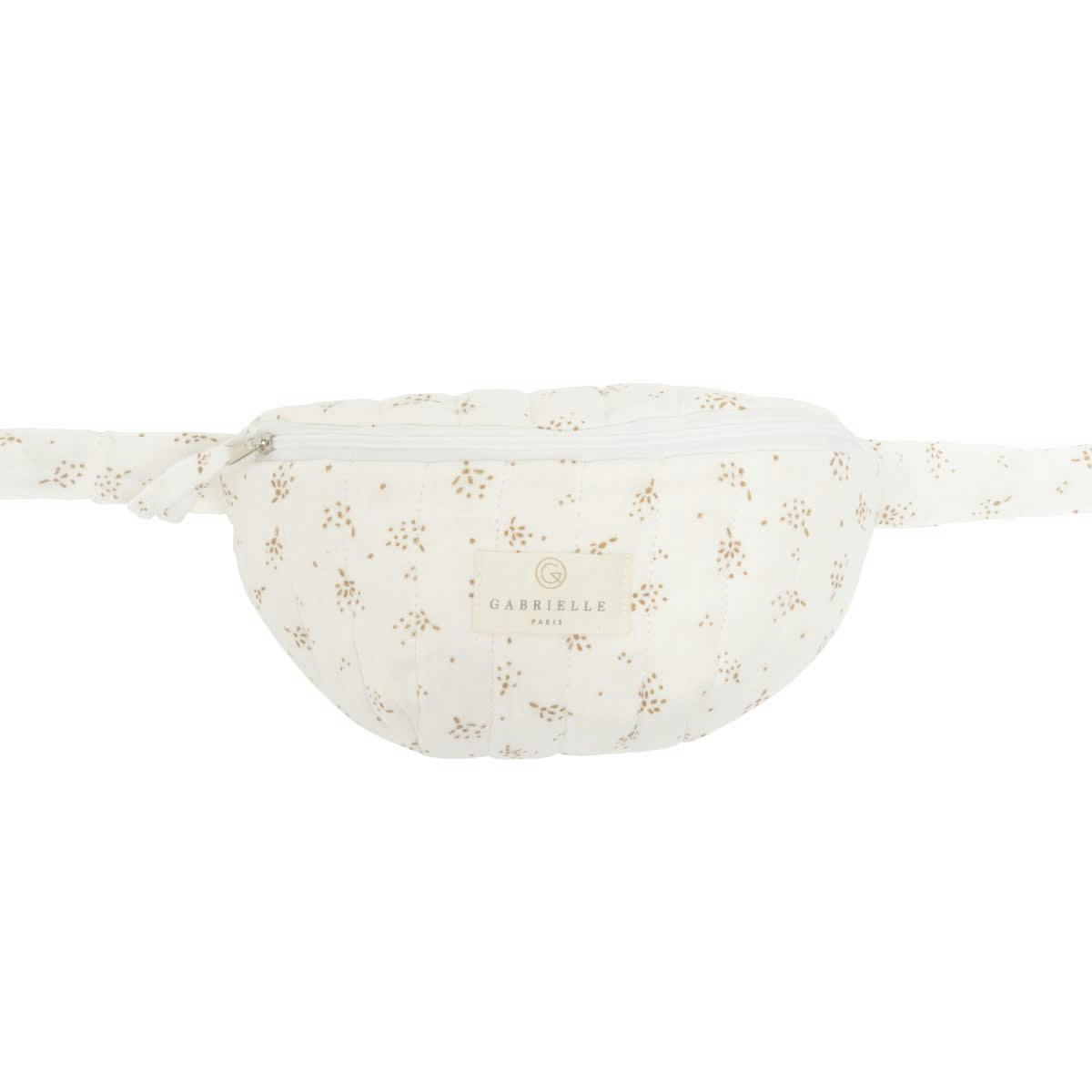 GREEN & KIDS - Sac banane enfant en gaze de coton imprimé crème 21x11x6