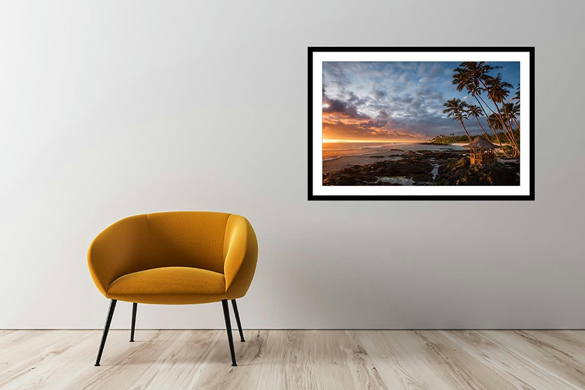 - Affiche paysage paradis beach avec cadre noir 45x30cm
