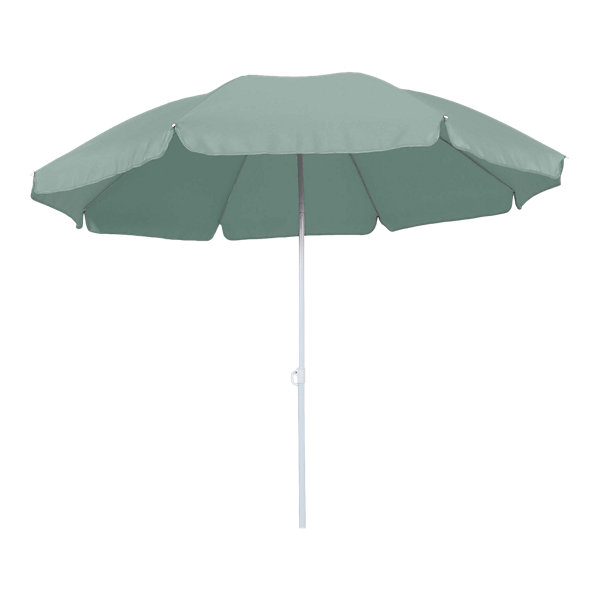 Parasol centré inclinable rond ouverture pression vert d'eau L.1,8m x H.1,9m GoodHome Curacao