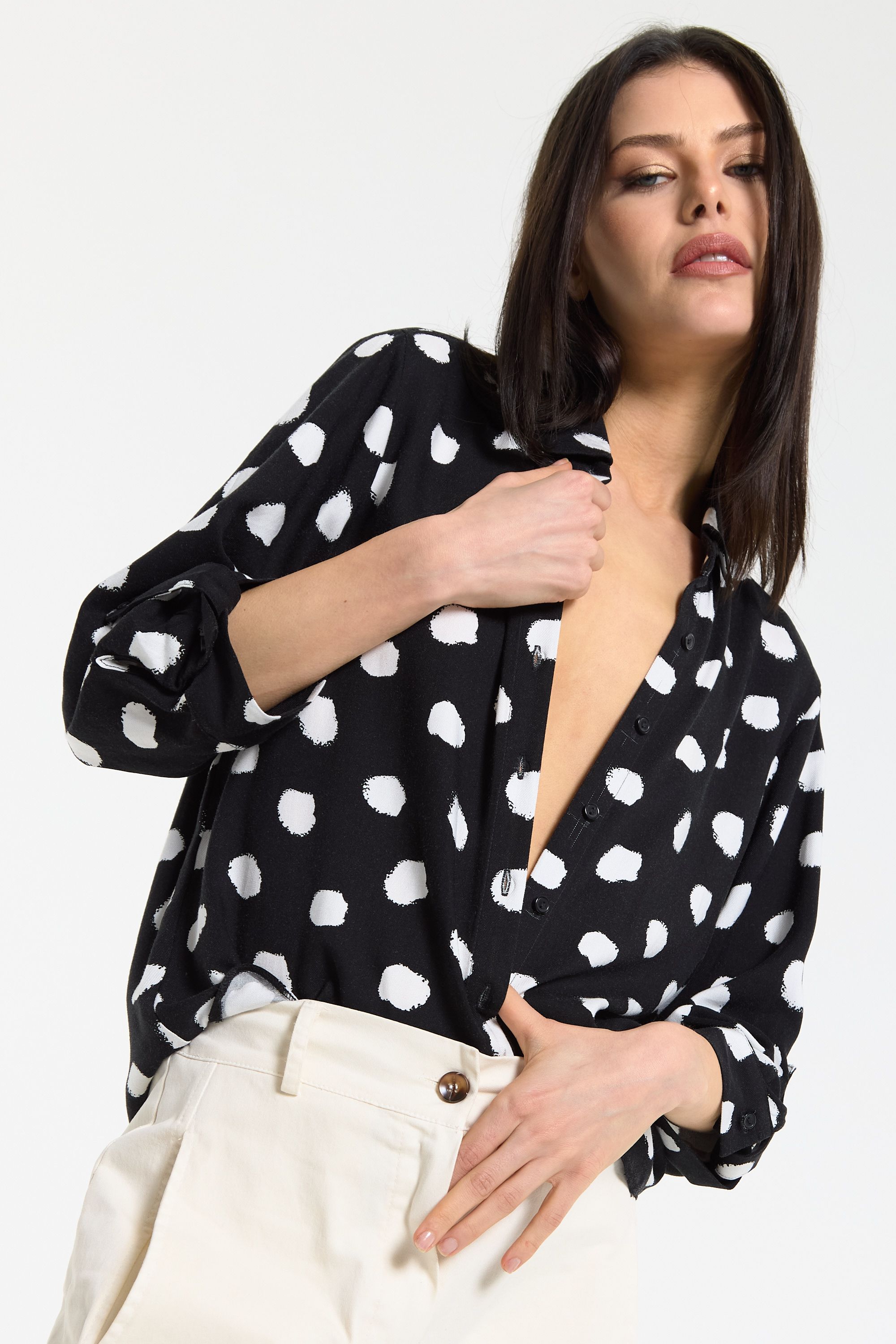 House of Holland Mono Spot Relaxed Button Shirt