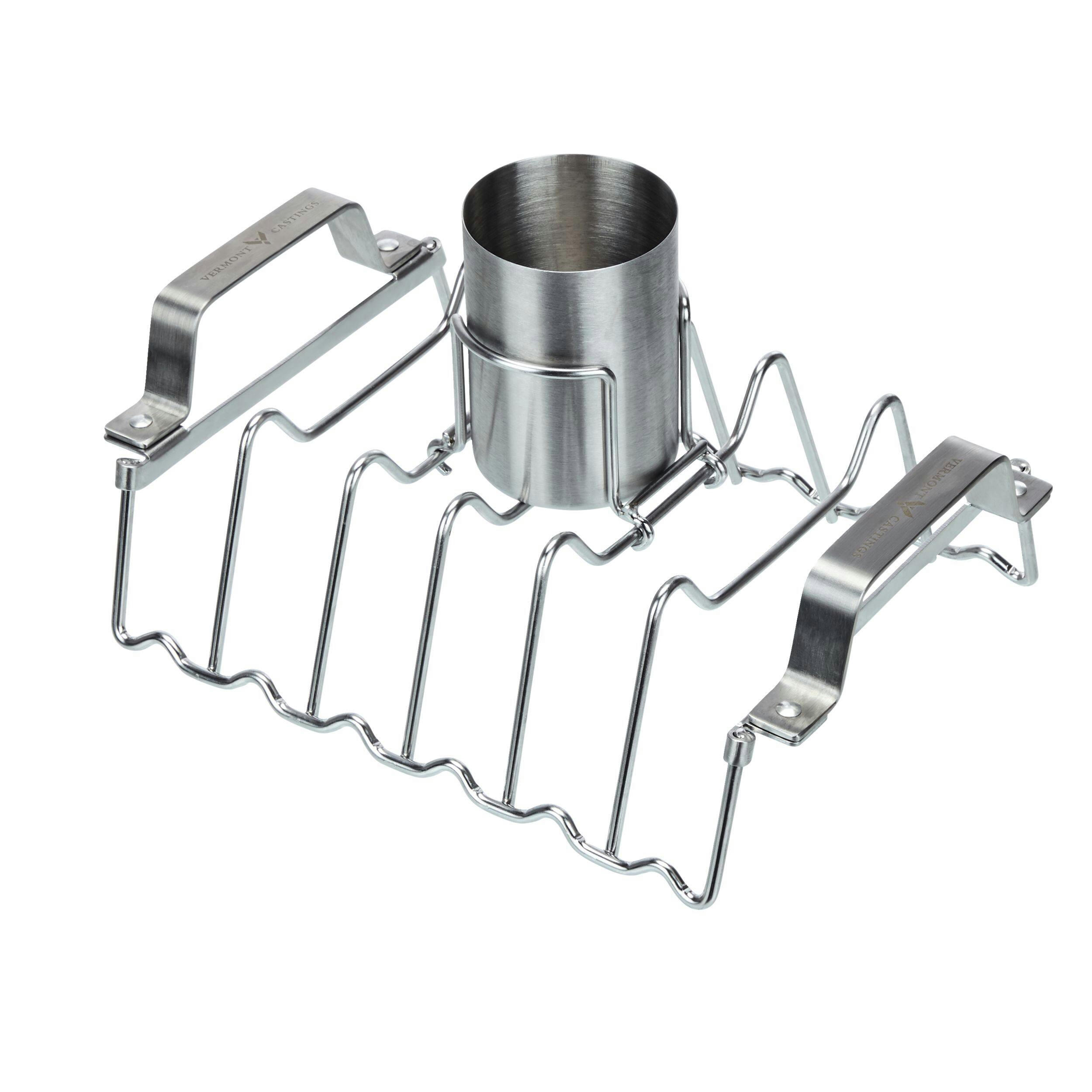 Vermont Castings Stainless Steel Chicken Roaster & Rib Rack For Grilling & Roasting, 11x8x4-in