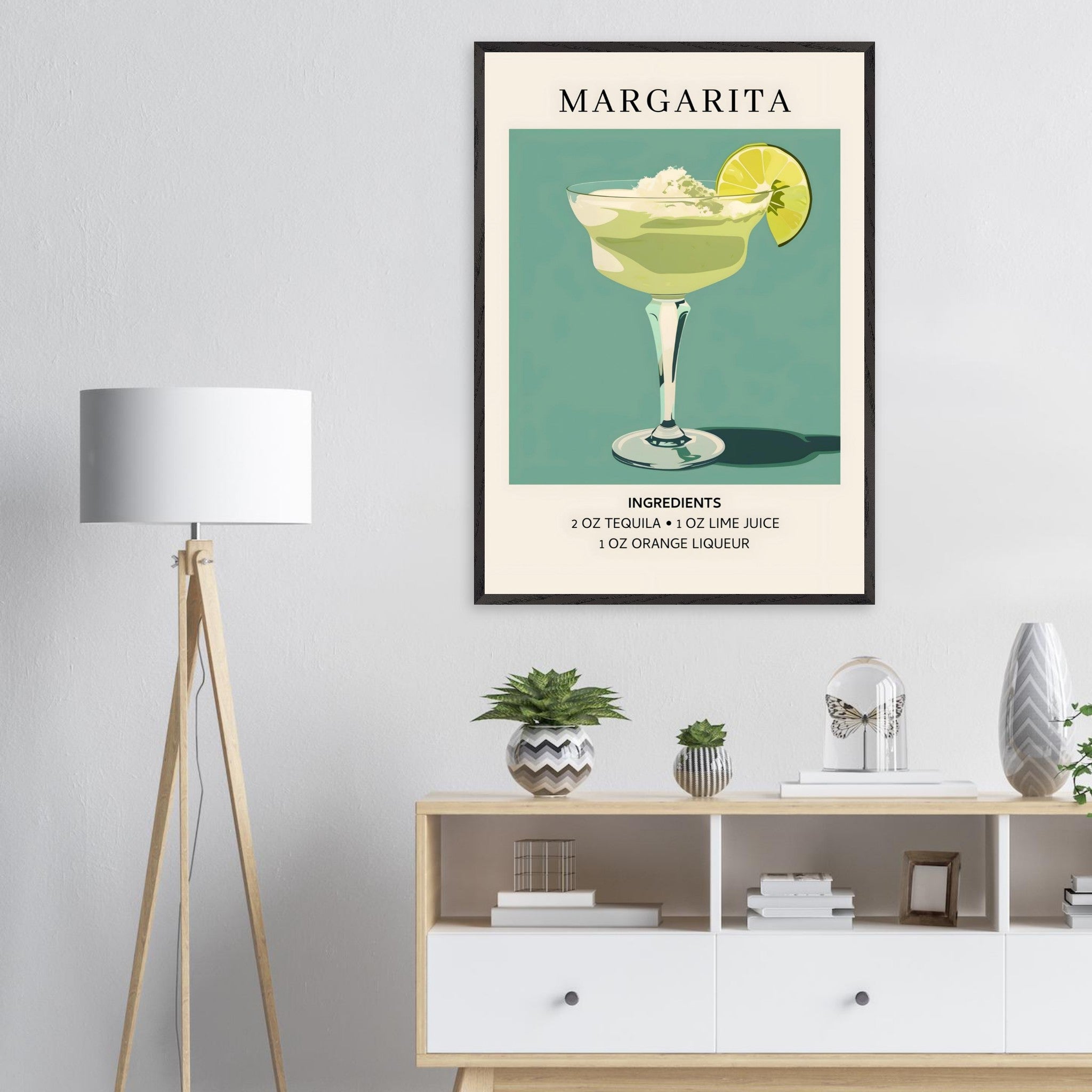 Artfulprints Poster Margarita cocktail - Ingrediënten  - 70x100 cm - Groen