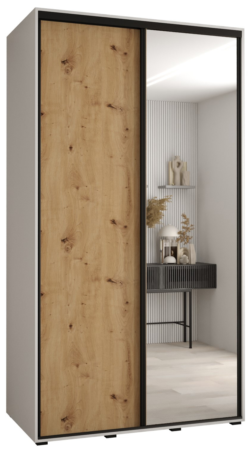 Szafa przesuwna 60 wysoka Davos 3 130 biały artisan czarny