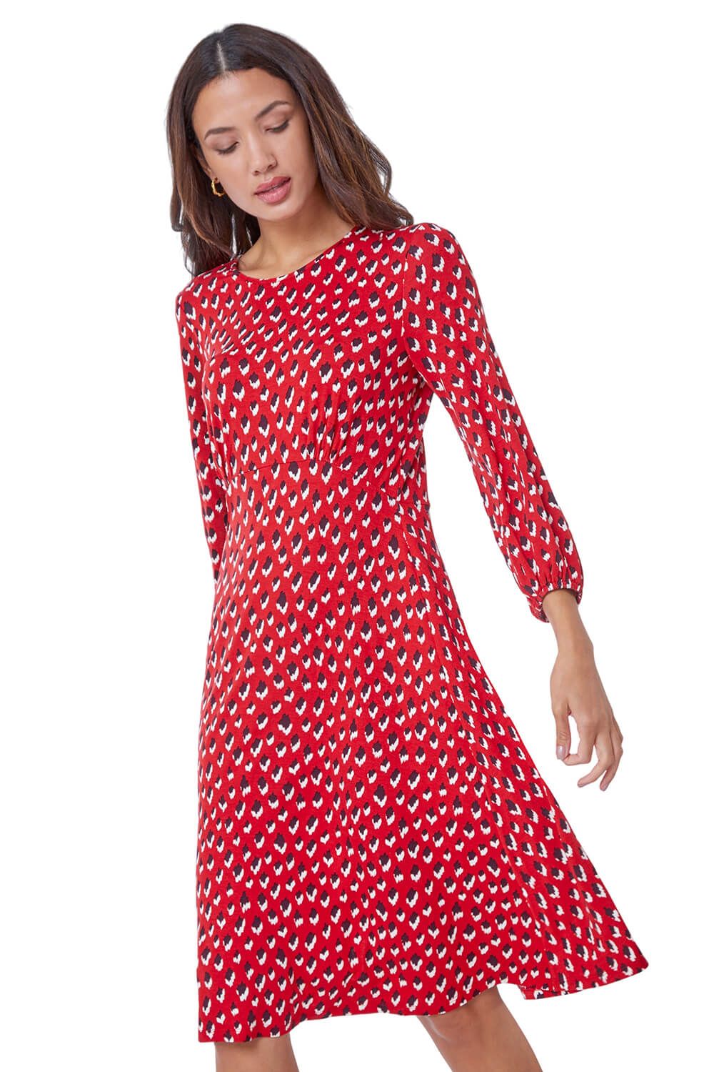 Roman Abstract Animal Print Tea Dress