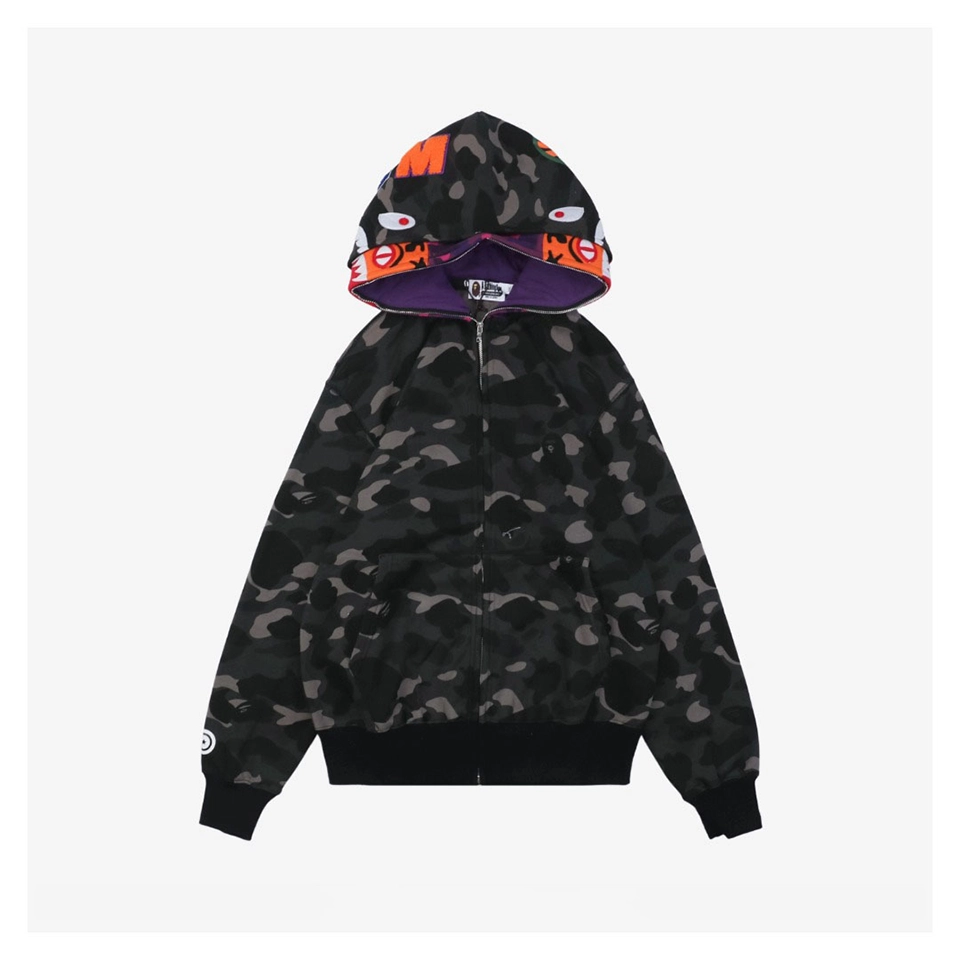 Bape Shark Full Zip Camo Hoodie (Grey/White/Black)