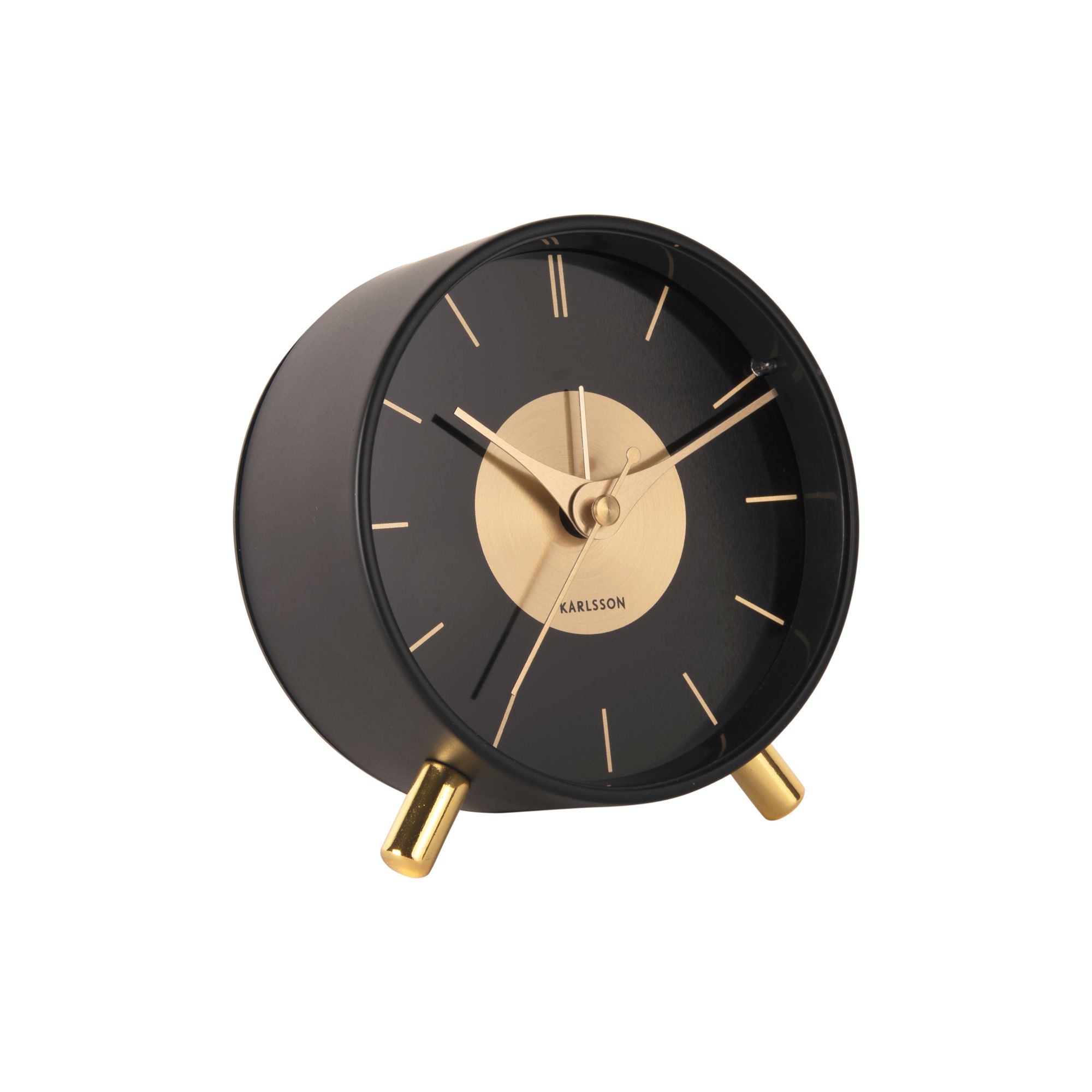 Karlsson wekker Gold Disc - zwart - Ø11cm