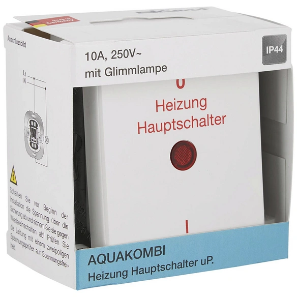 Schalter, AquaKombi, 250 V, Weiß