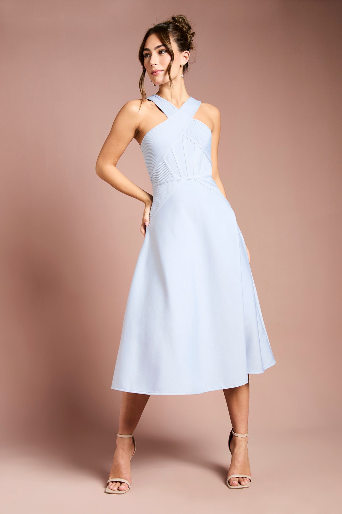 Coast Bandage Cross Neck Midi Dress