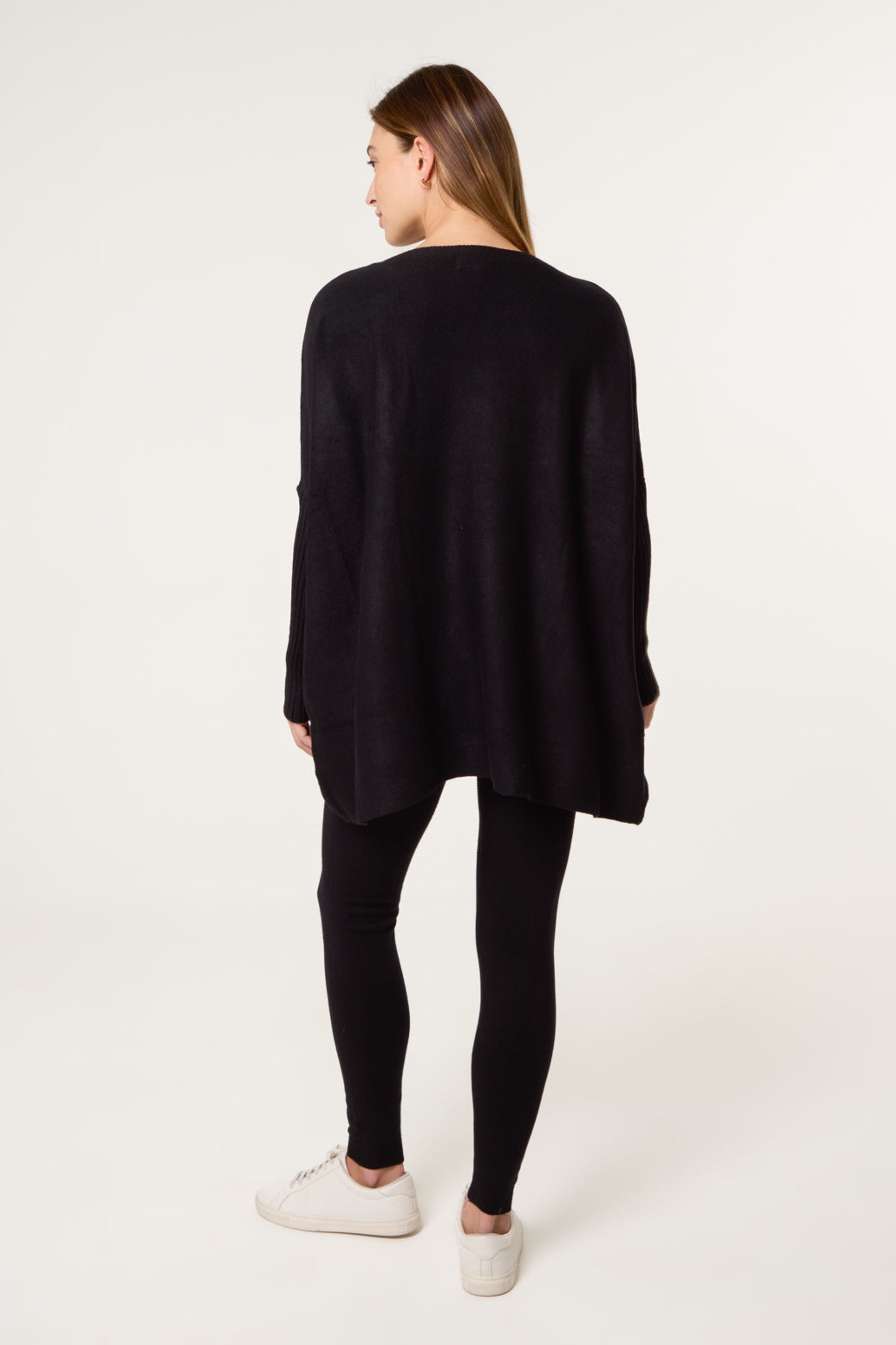 Blue Vanilla Black Heart Diamante Oversized Jumper