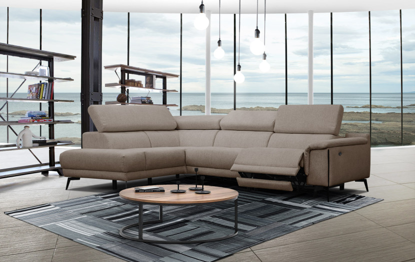 Sofa narożna 5 osobowa MATERA taupe, 1 funkcja relaks