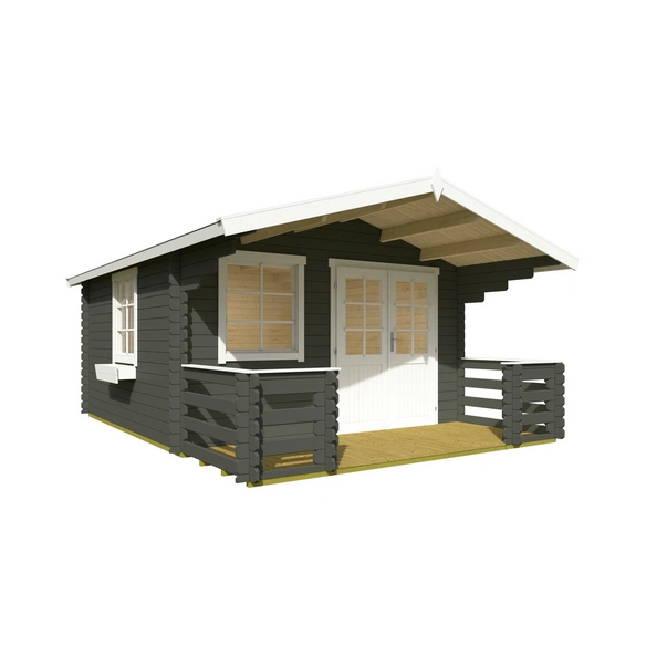 Blockbohlenhaus »Luna«, BxHxT: 403,8 x 245,1 x 530 cm (Außenmaß inkl. Dachüberstand), grün