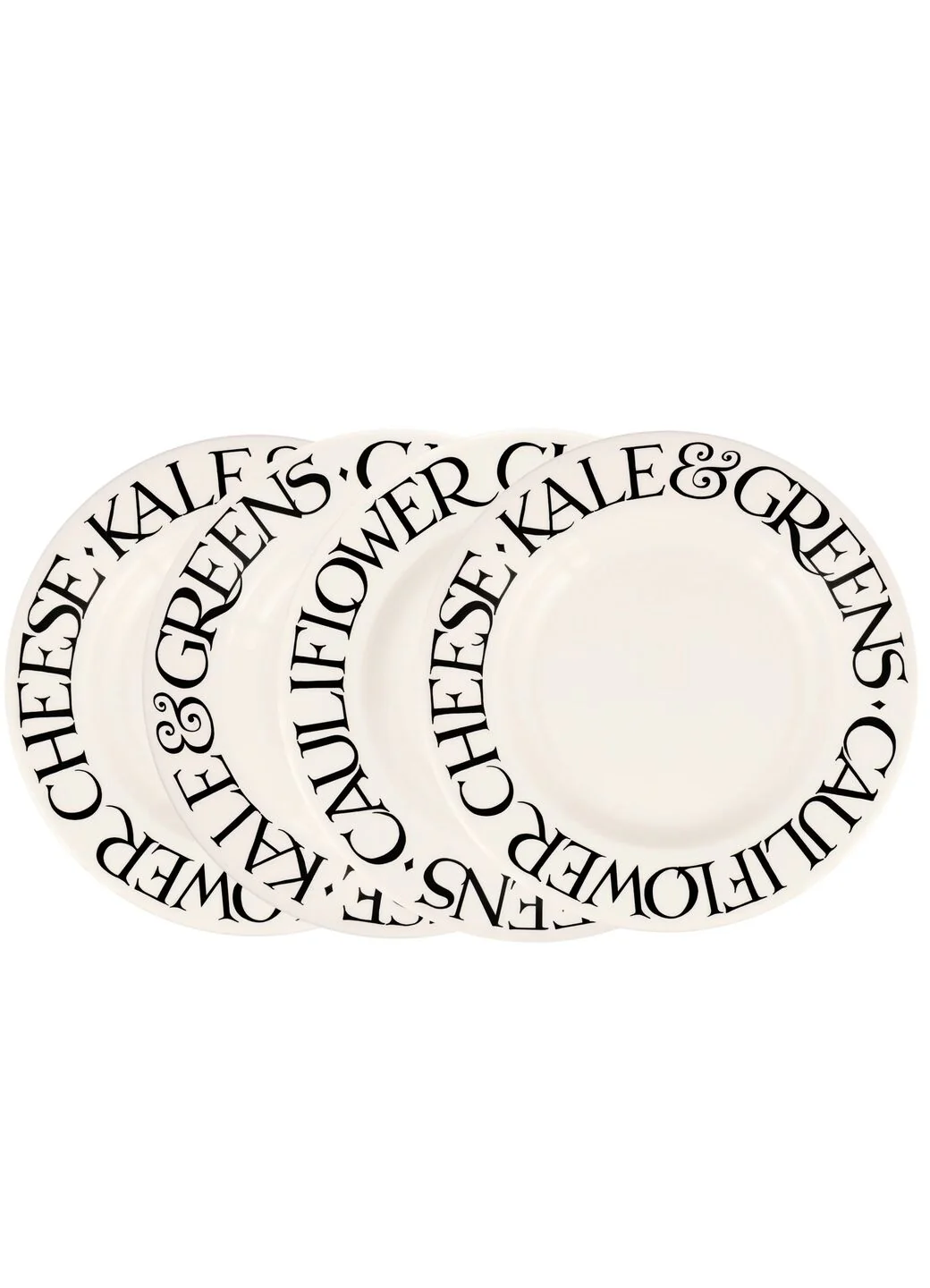 Black Toast Veggies Large Dinner Plate, 10.5 Inch - Set of 4