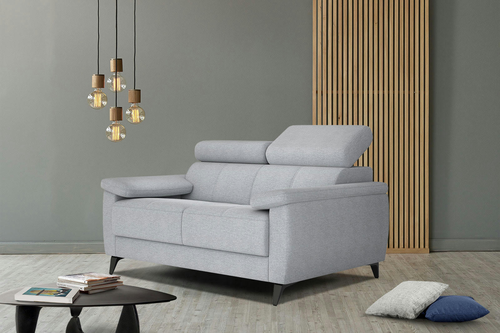 TAUNUS - Canapé droit 2 places tissu beige foncé