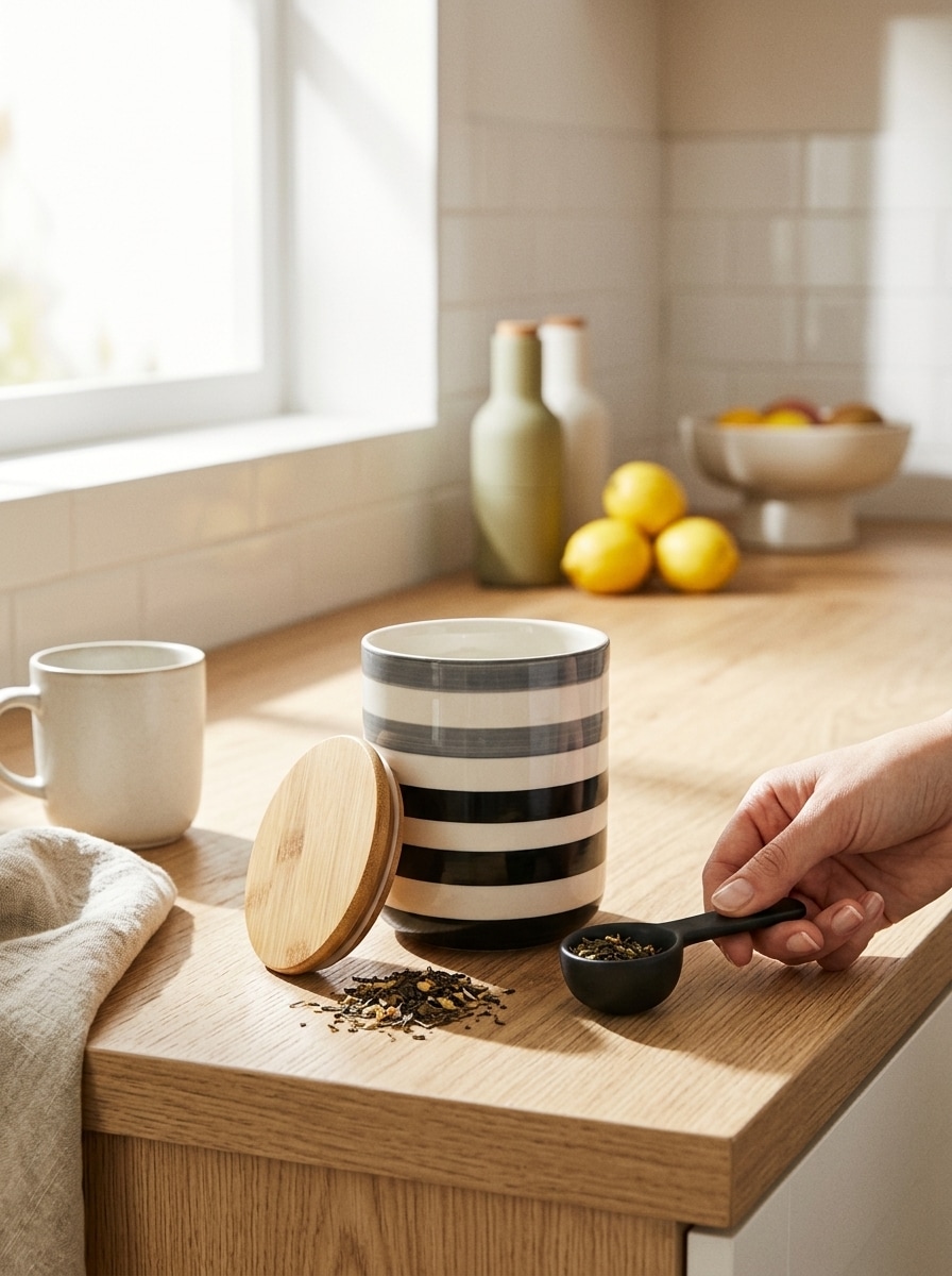 Ceramiczny pojemnik na żywność z bambusową pokrywką