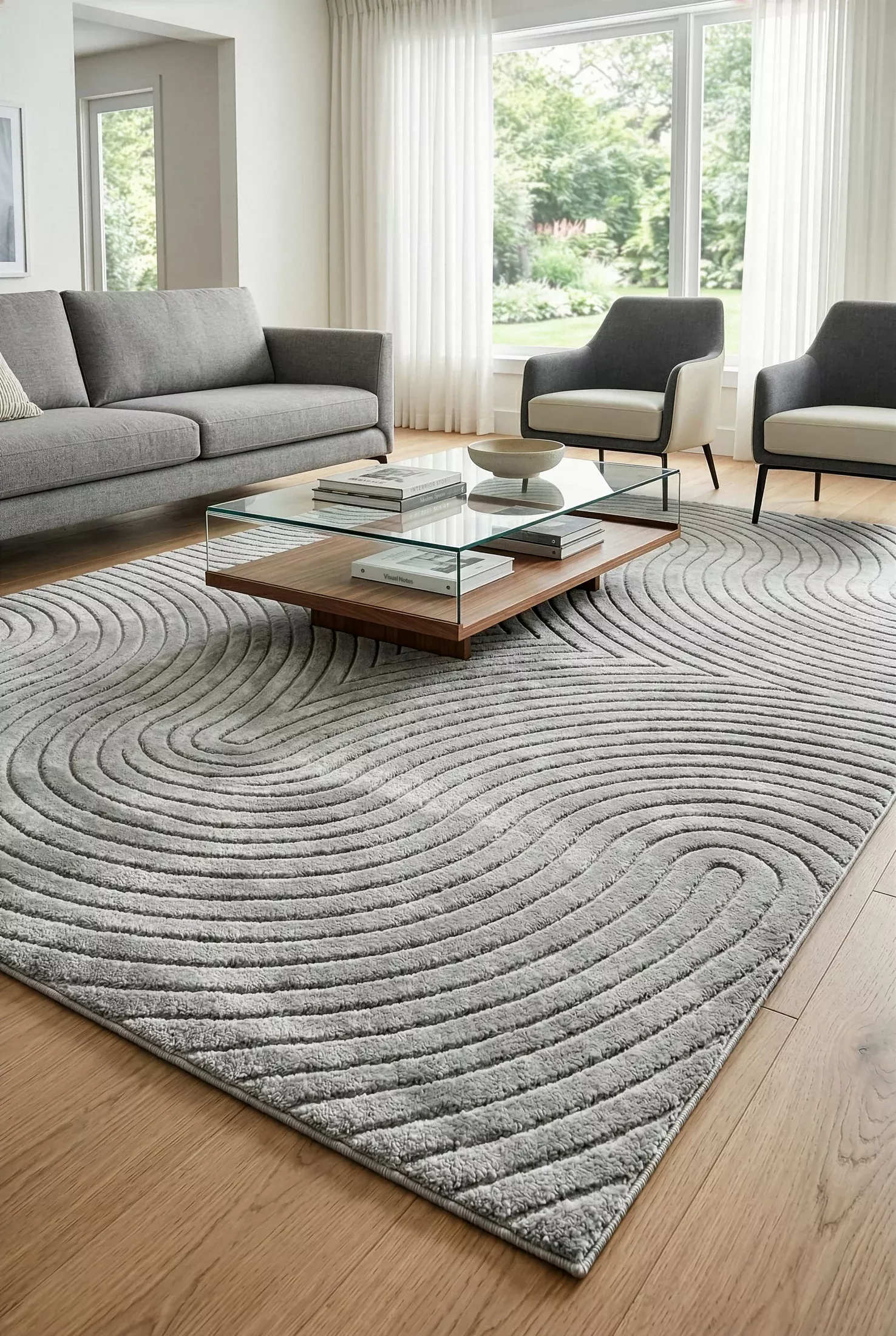 Dywan 200x290 cm stalowy z tłoczonym wzorem 3D VENUS BOHO 1