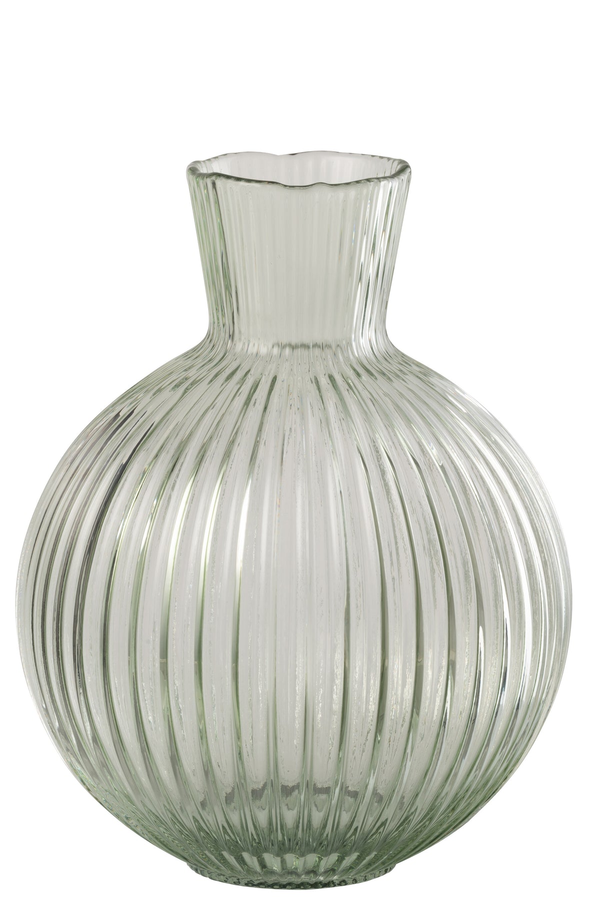 J-Line vaas Bal Geribbeld - glas - transparant/groen - large
