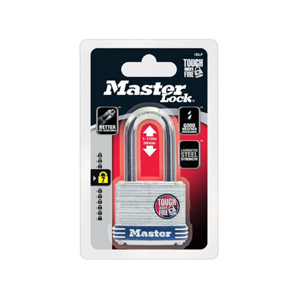 Master Lock 44mm-Wide Laminated Steel Keyed Padlock with 38mm Shackles, Silver