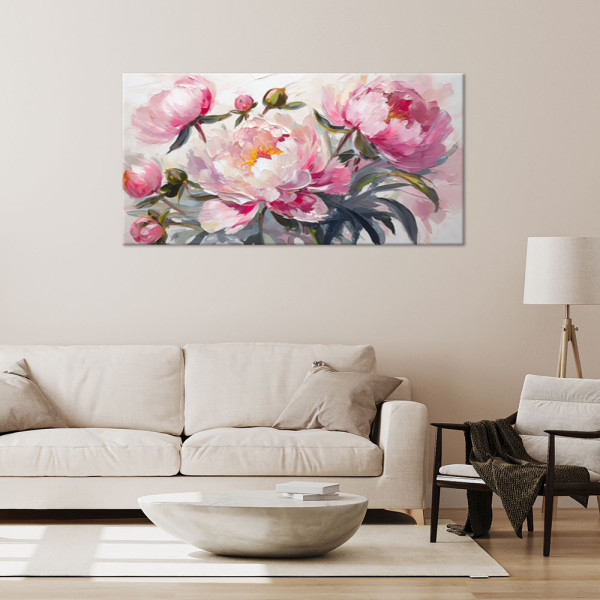 Feeby Obraz, Różowe Piwonie Kwiaty 80x40