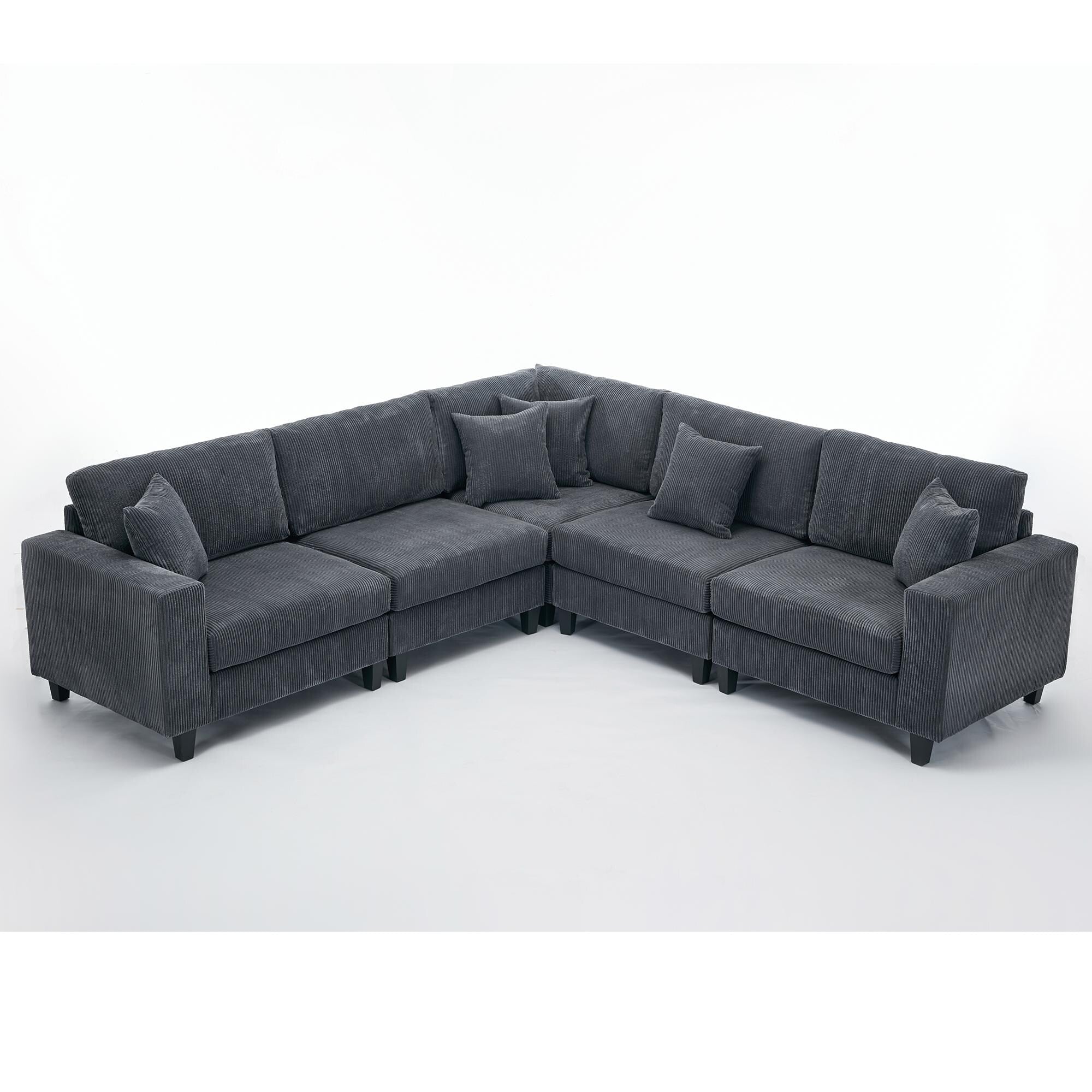 Modern Corduroy Modular Sofa with High Density Sponge and Innerspring Cushions for Living Room or Guest Room