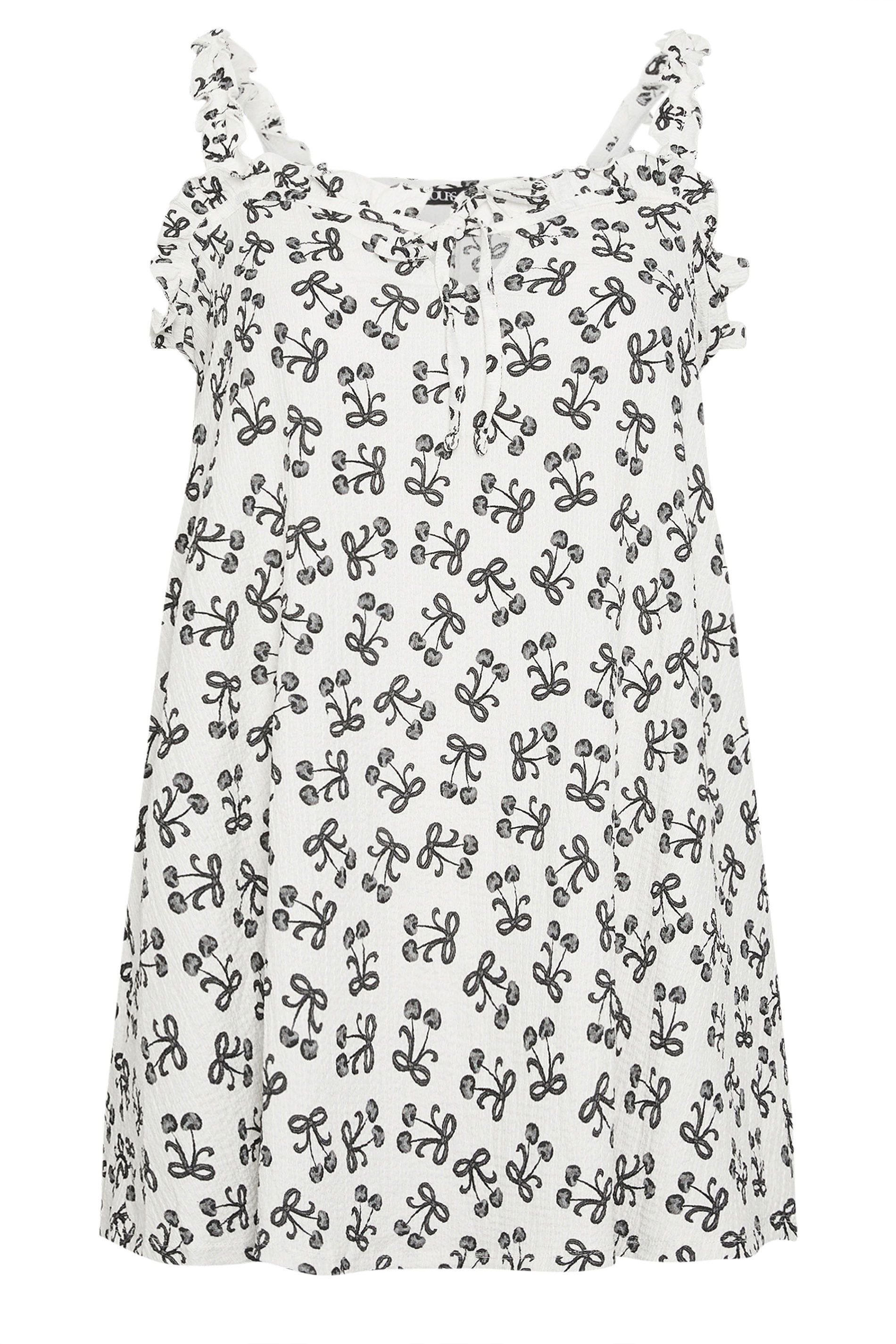 Yours Cherry Print Frill Vest Top