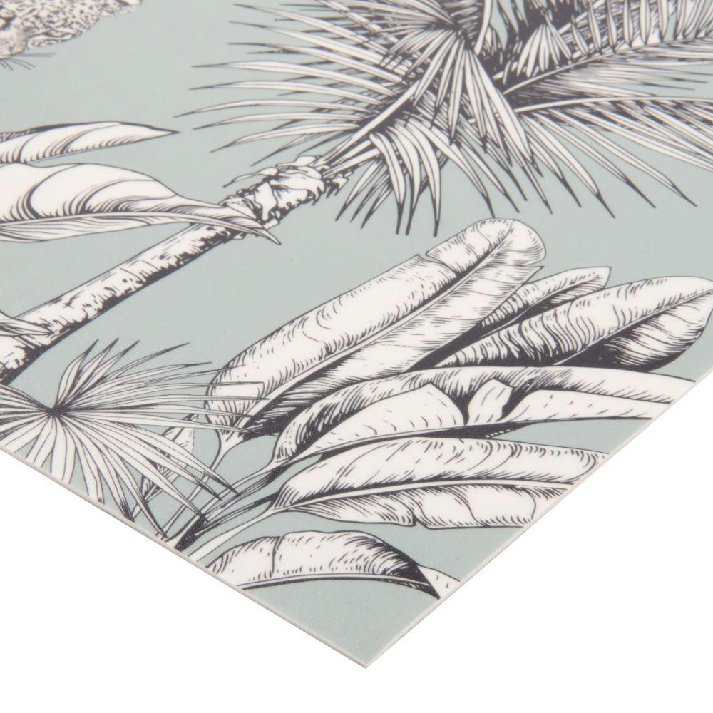 GIULIA - Tapis en vinyle noir, blanc et vert imprimé guépard 50x80