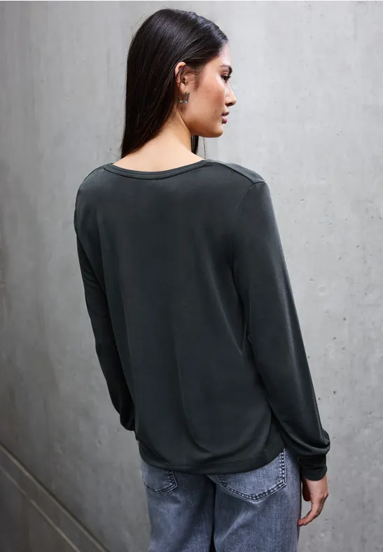 Silk-Look V-Neck Shirt