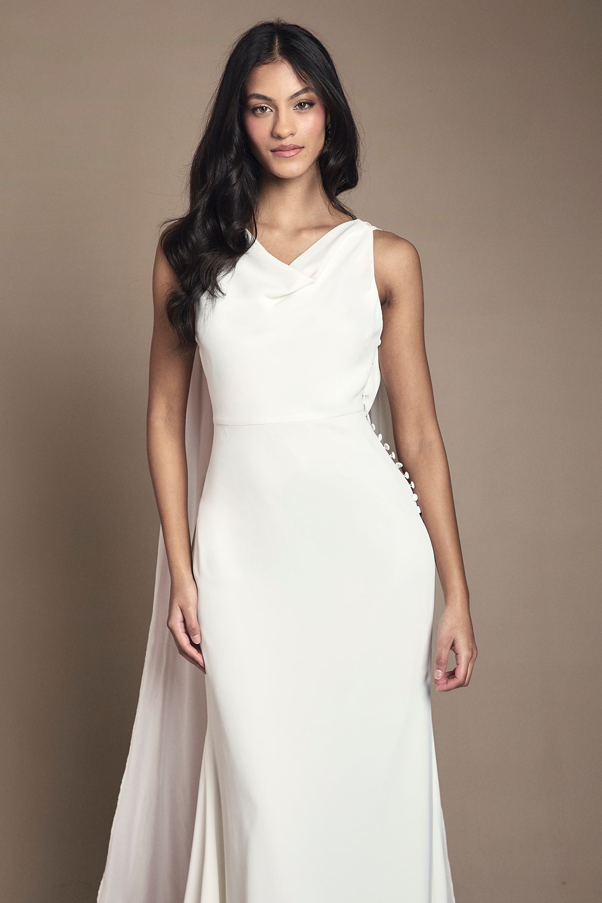 Coast Petite Chiffon Cowl Back Detail Wedding Dress