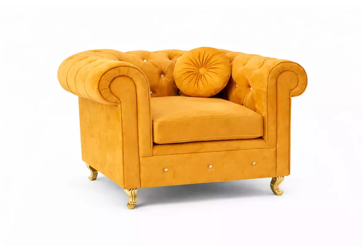 Elegancki fotel Prima pikowany chesterfield